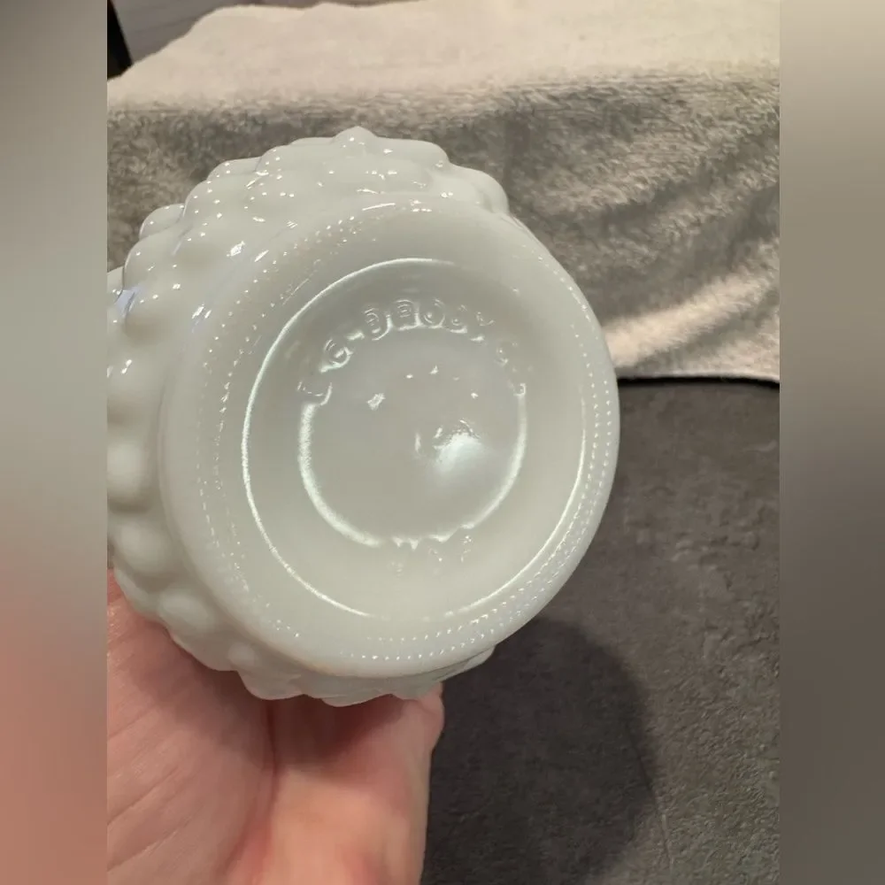 Vintage Elegant White Milk Glass Hobnail Vase